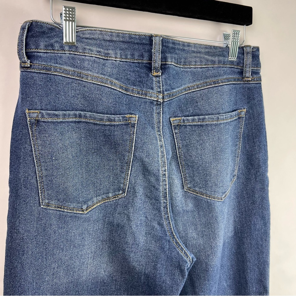 By Rewash Super High Rise Mom Jeans Blue Distressed Raw Hem Eco 11/30 - Picture 6 of 10